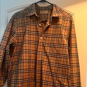 Burberry Men's Brown Plaid Button Down Shirt